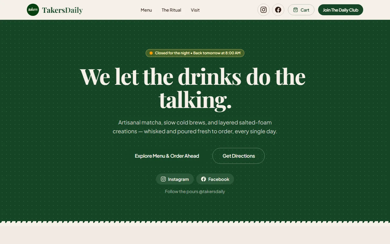 Takers Daily live site screenshot